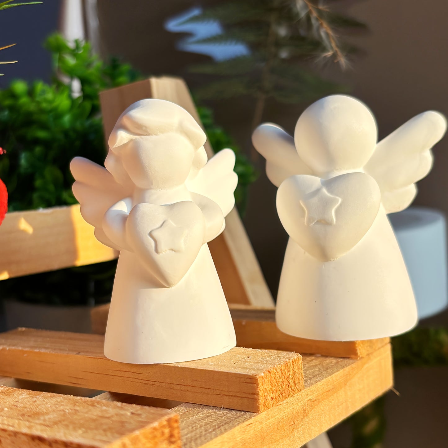 Moldes de silicona y resina para diseños de ángeles con forma de corazón en 3D, moldes para hacer velas, adornos navideños con 2 estilos para elegir.